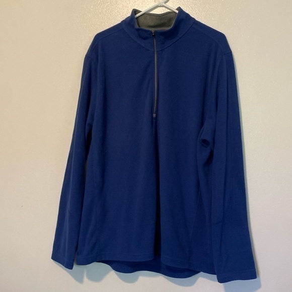 Lands End Mid Zip Up Fleece Like Blue And Grey Long Sleeve Shirt Xl (46/48)